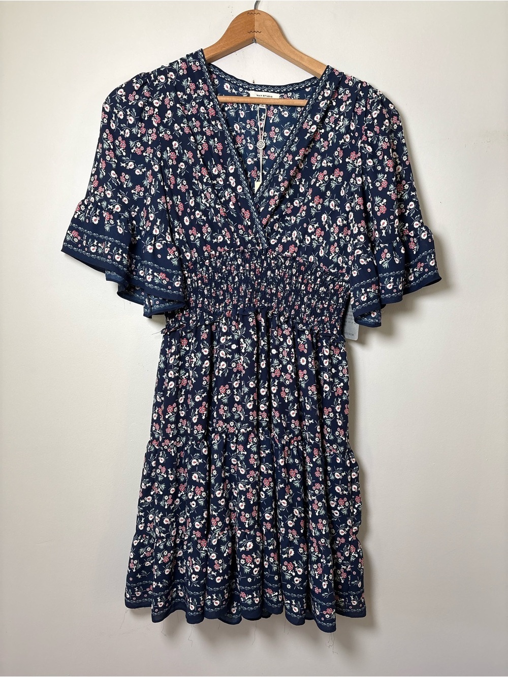 Max Studio Floral Smocked Waist Mini Dress NWT Size M